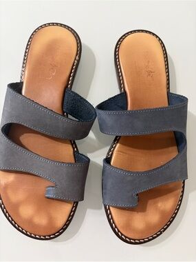 Coach Navy Double-Strap Slide Sandals